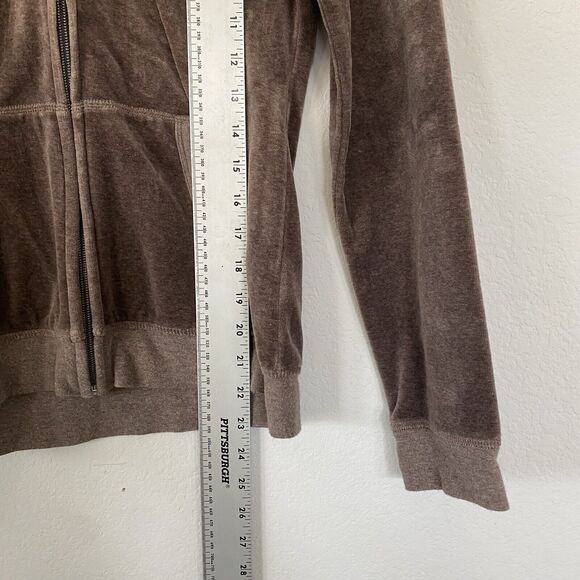 Banana Republic Brown Velour Track Suit Zip Up Hoodie Jacket Small Y2K - Picture 6 of 10